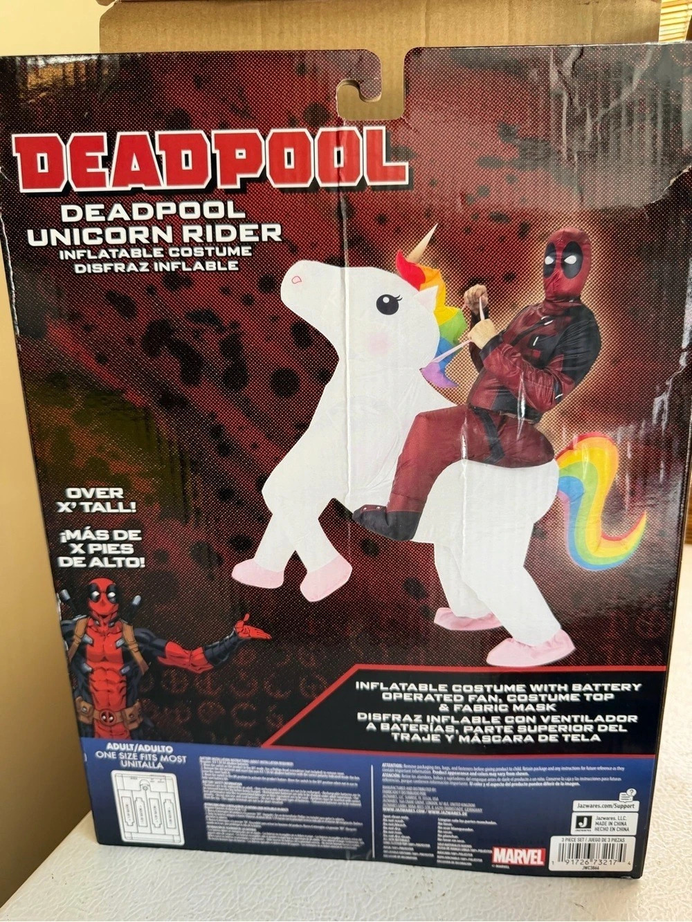 Jazwares Deadpool Unicorn Rider Inflatable Costume White & Red adult